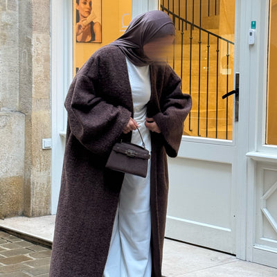 Manteau-kimono long - café -