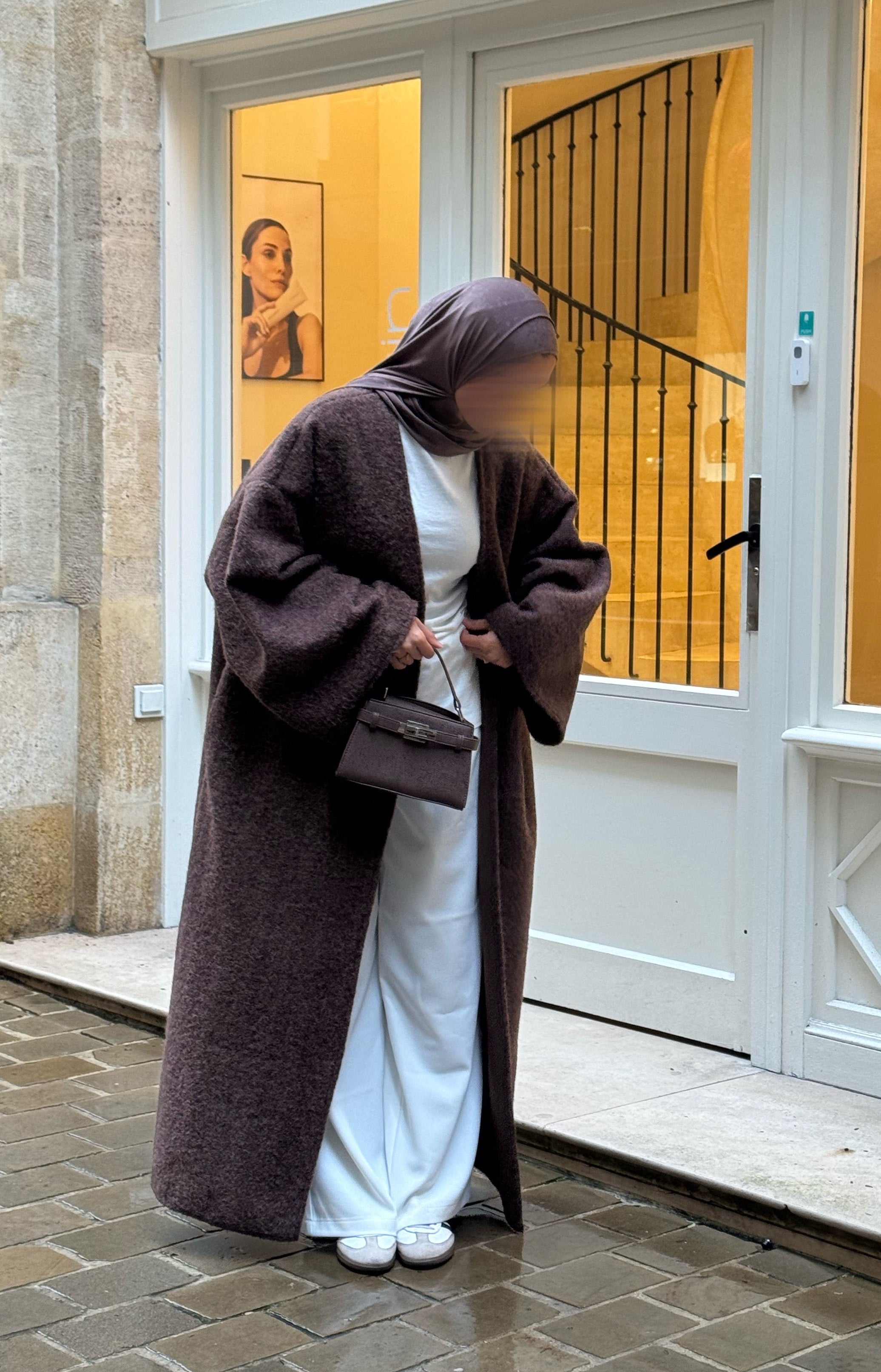 Manteau-kimono long - café -