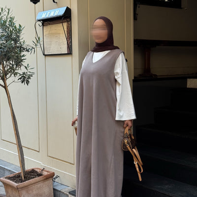 Robe comfy sans manches - taupe -
