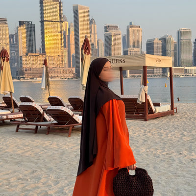 Abaya Nihel 4 pièces - orange - [PRÉCOMMANDE]
