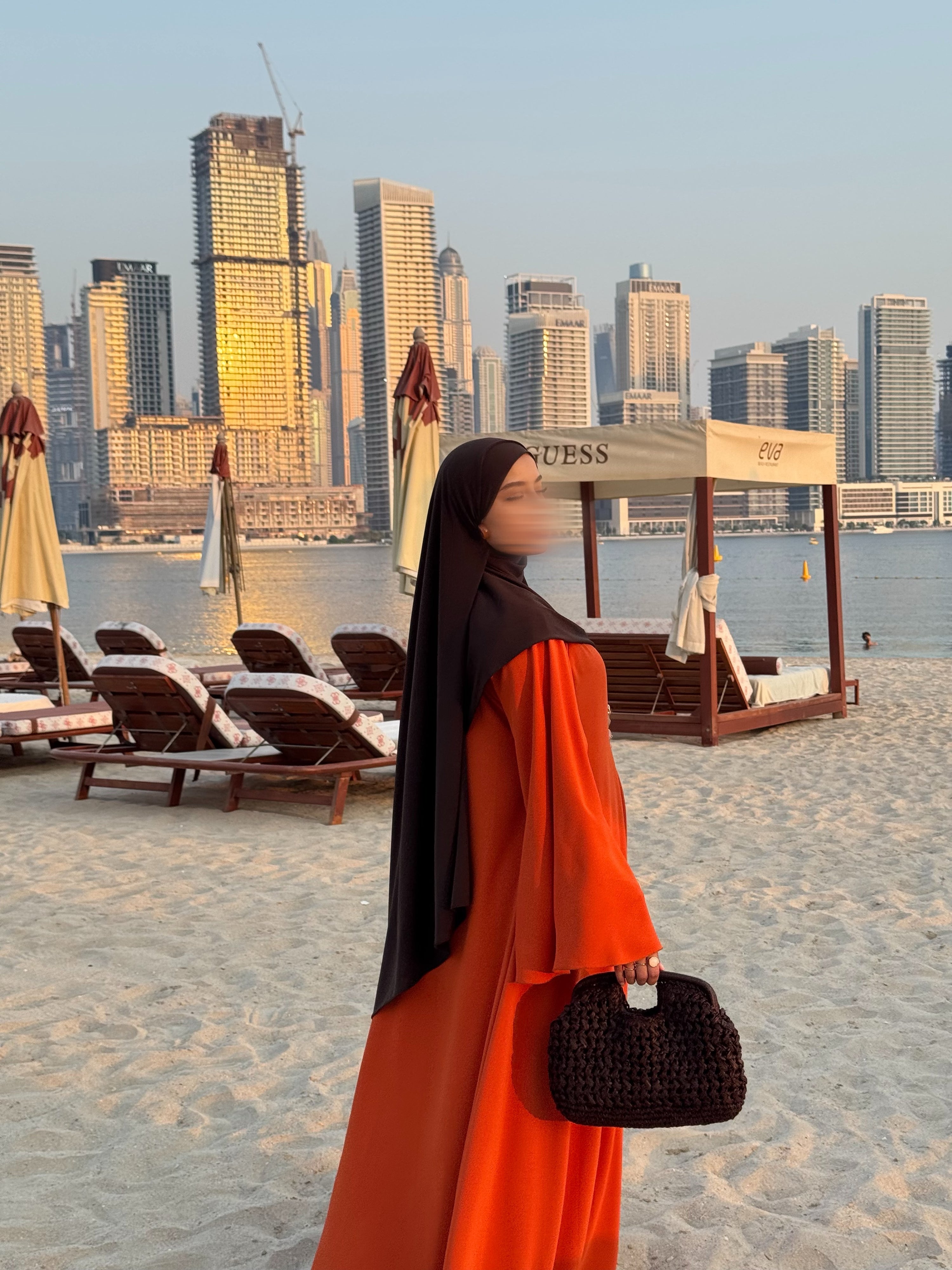 Abaya Nihel 4 pièces - orange - [PRÉCOMMANDE]
