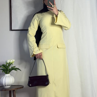Robe longue structurée - jaune -