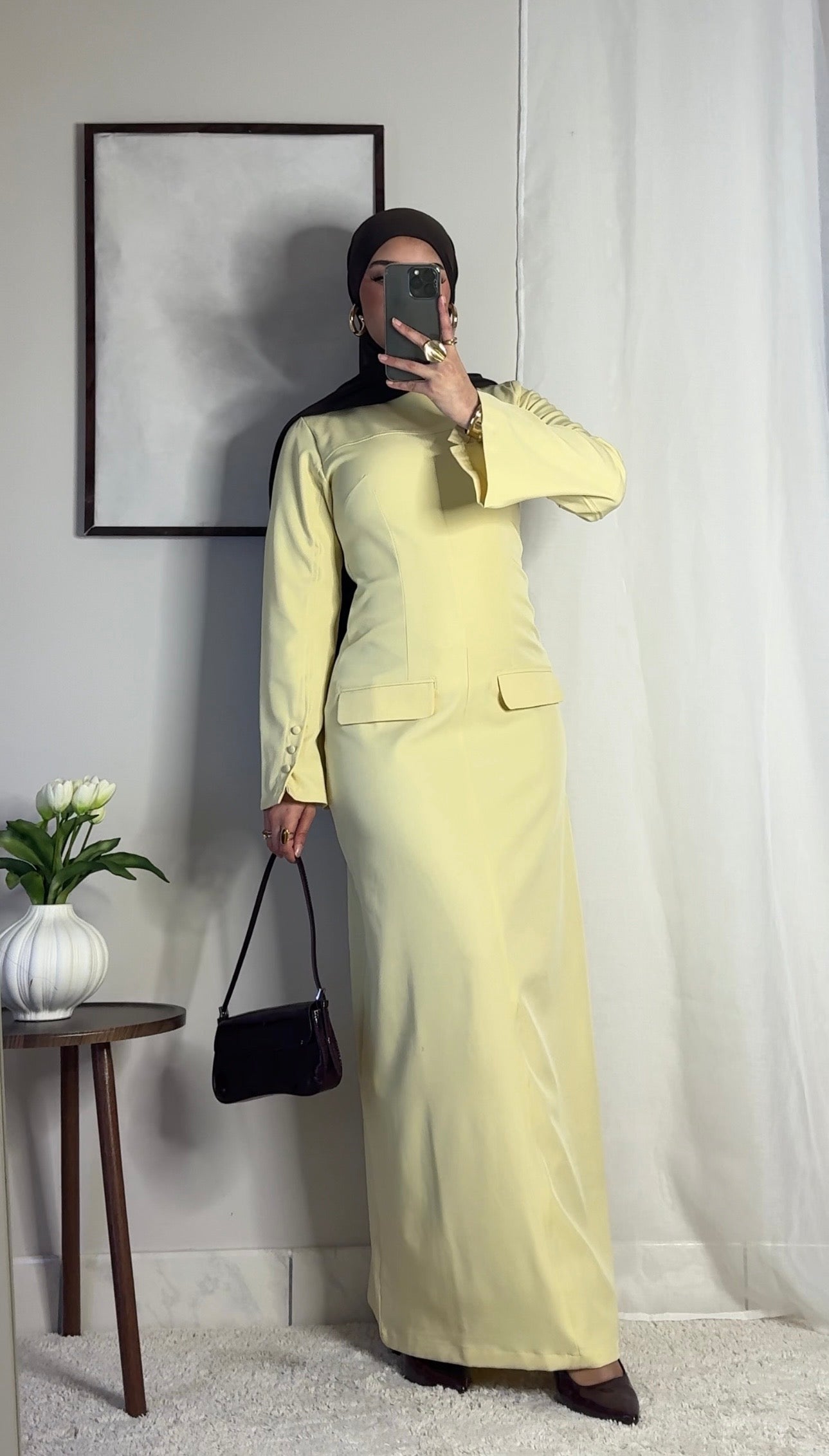 Robe longue structurée - jaune -