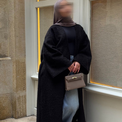 Manteau-kimono long - noir -