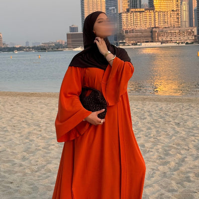Abaya Nihel 4 pièces - orange - [PRÉCOMMANDE]
