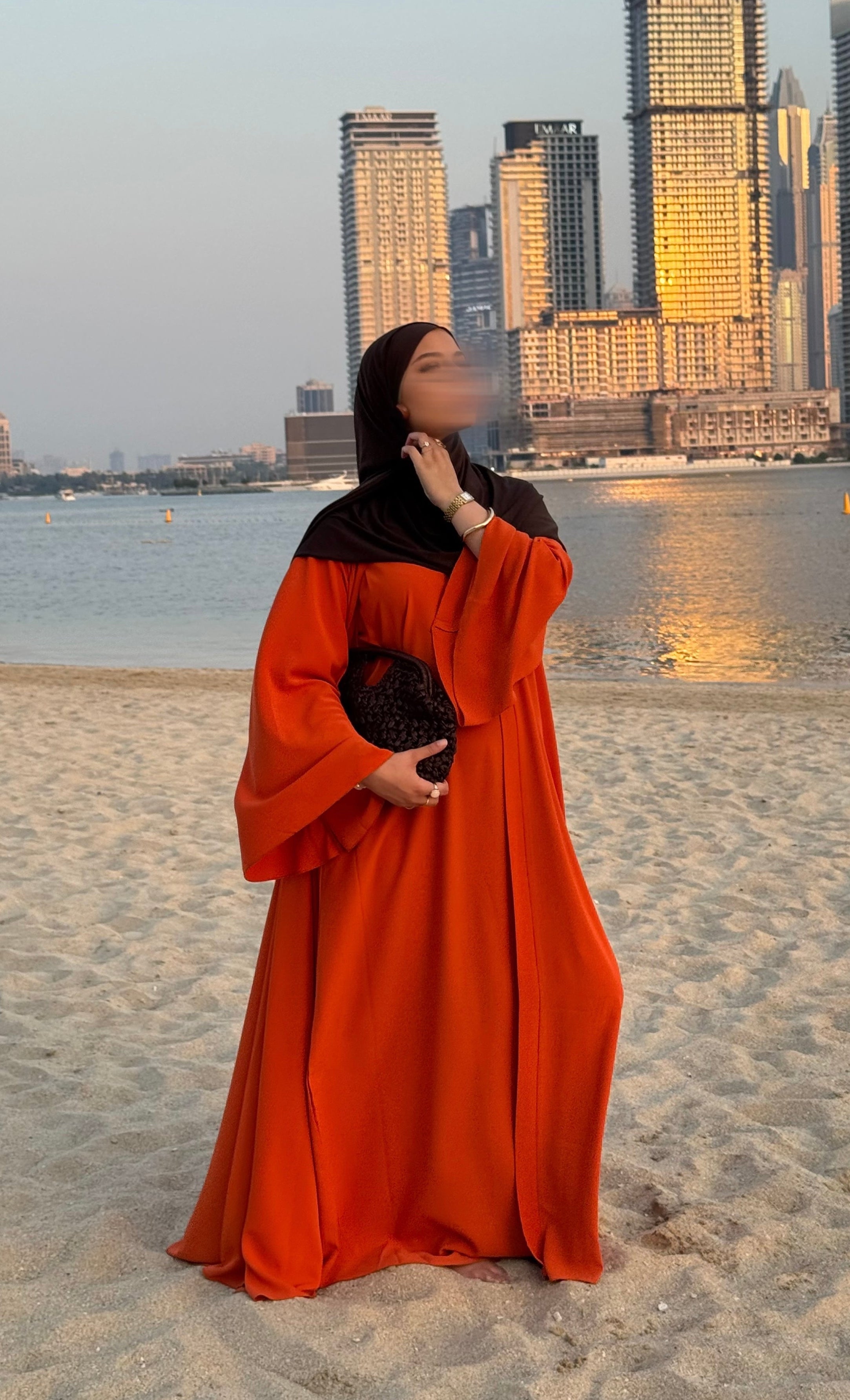 Abaya Nihel 4 pièces - orange - [PRÉCOMMANDE]