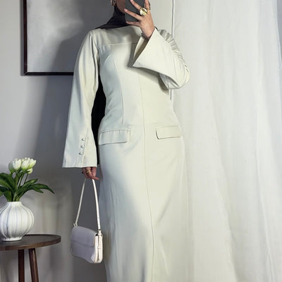 Robe longue structurée - écru -