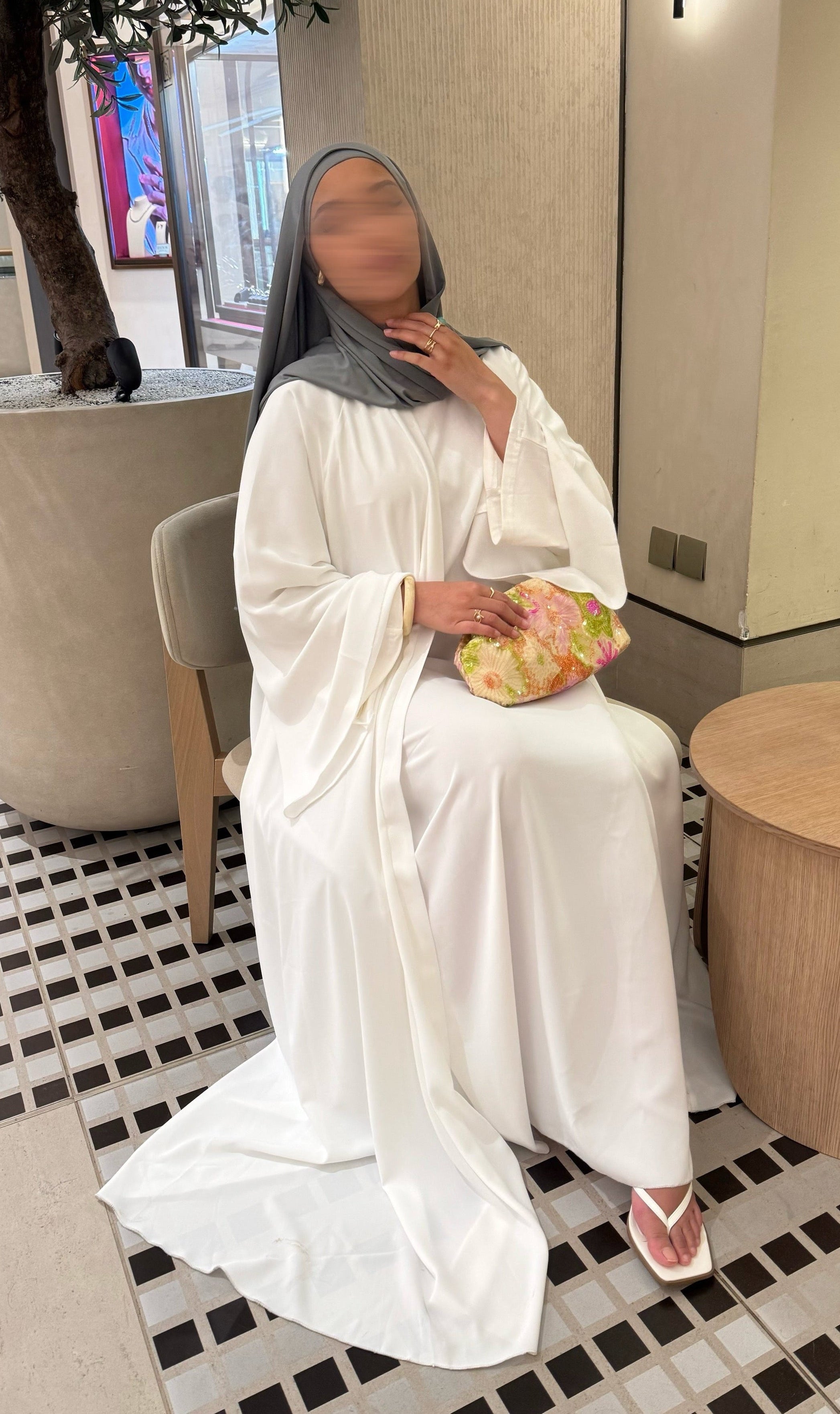 Abaya Nihel 4 pièces - blanc pur -