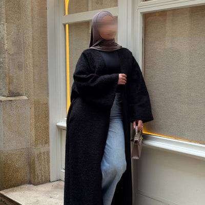 Manteau-kimono long - noir -