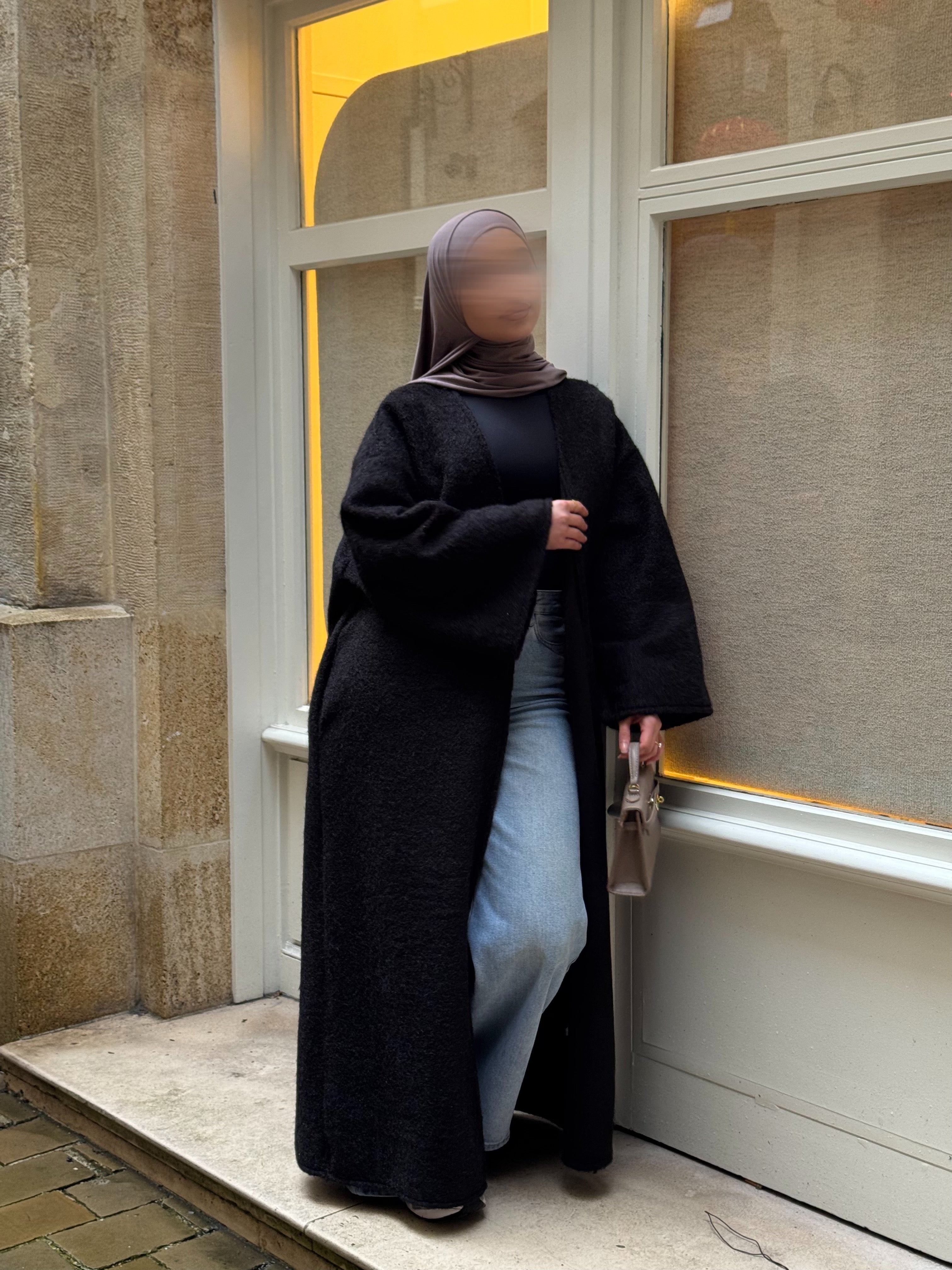 Manteau-kimono long - noir -