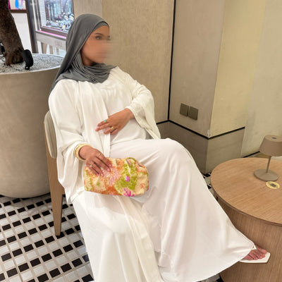 Abaya Nihel 4 pièces - blanc pur -