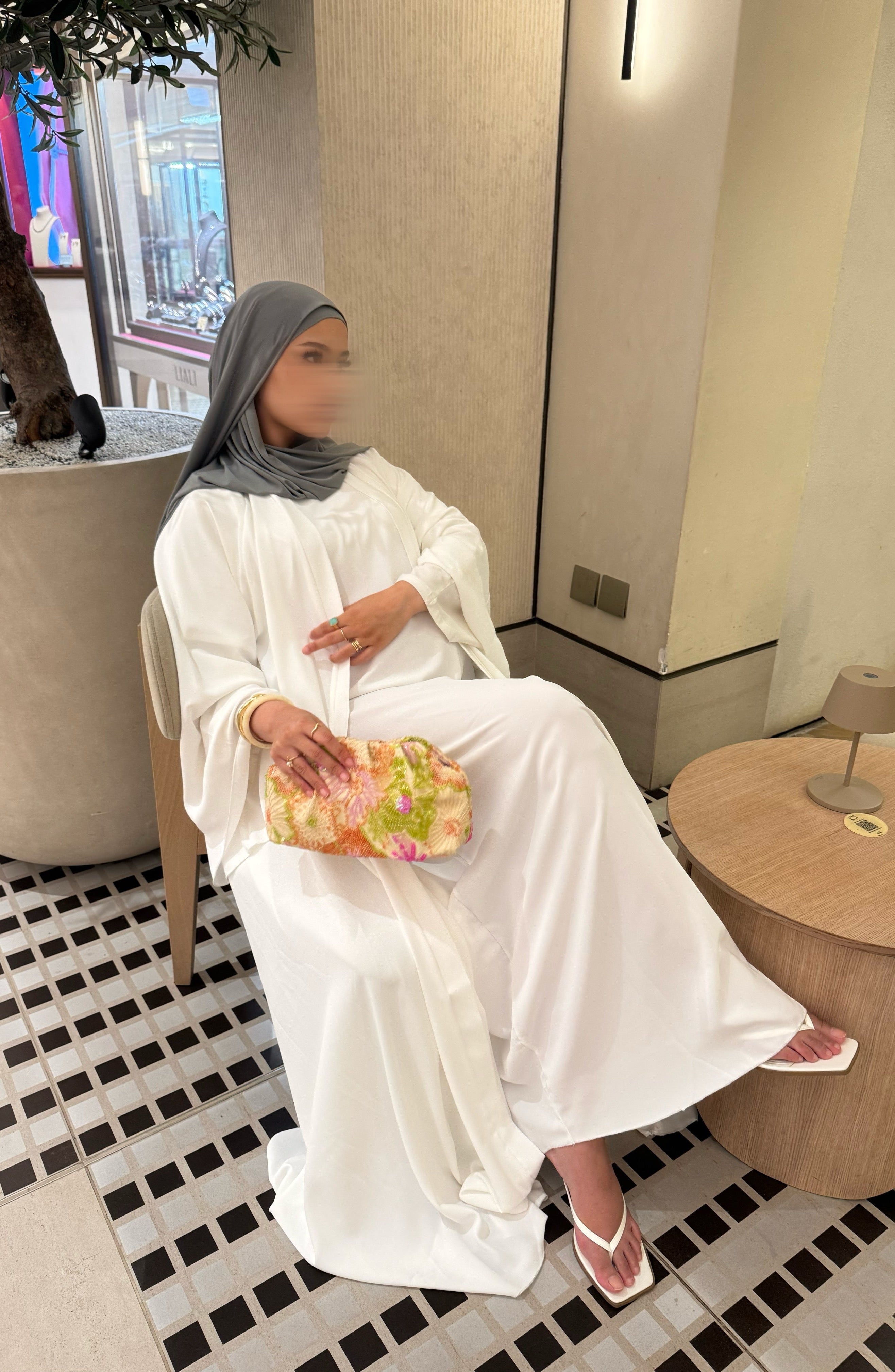 Abaya Nihel 4 pièces - blanc pur -