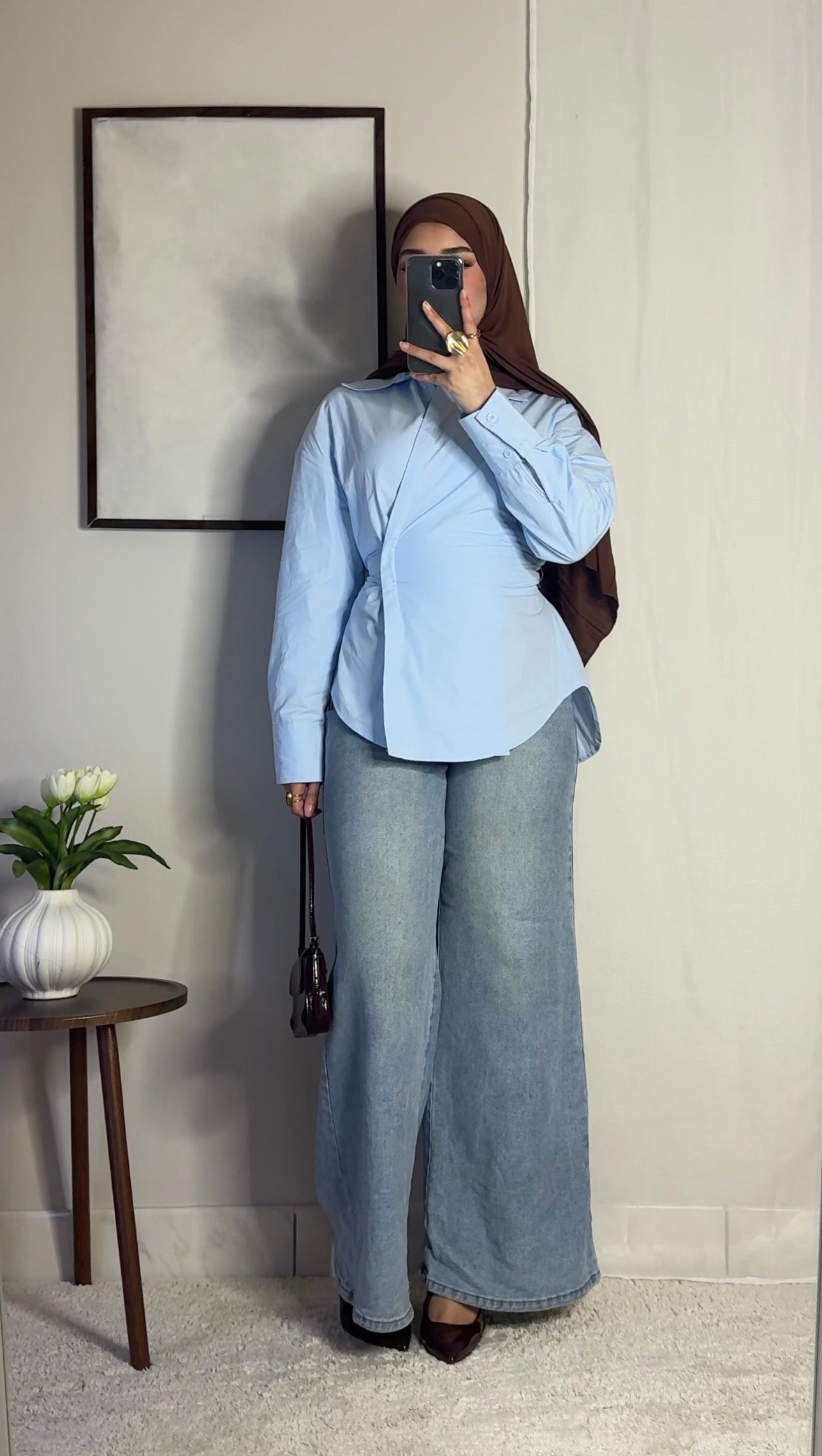 Chemise coton ajustable - bleu -