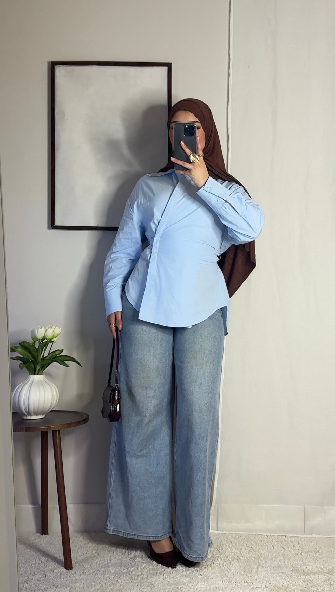 Chemise coton ajustable - bleu -