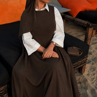 Robe classique sans manches - café -
