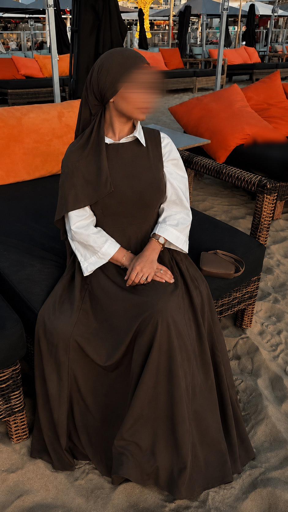 Robe classique sans manches - café -