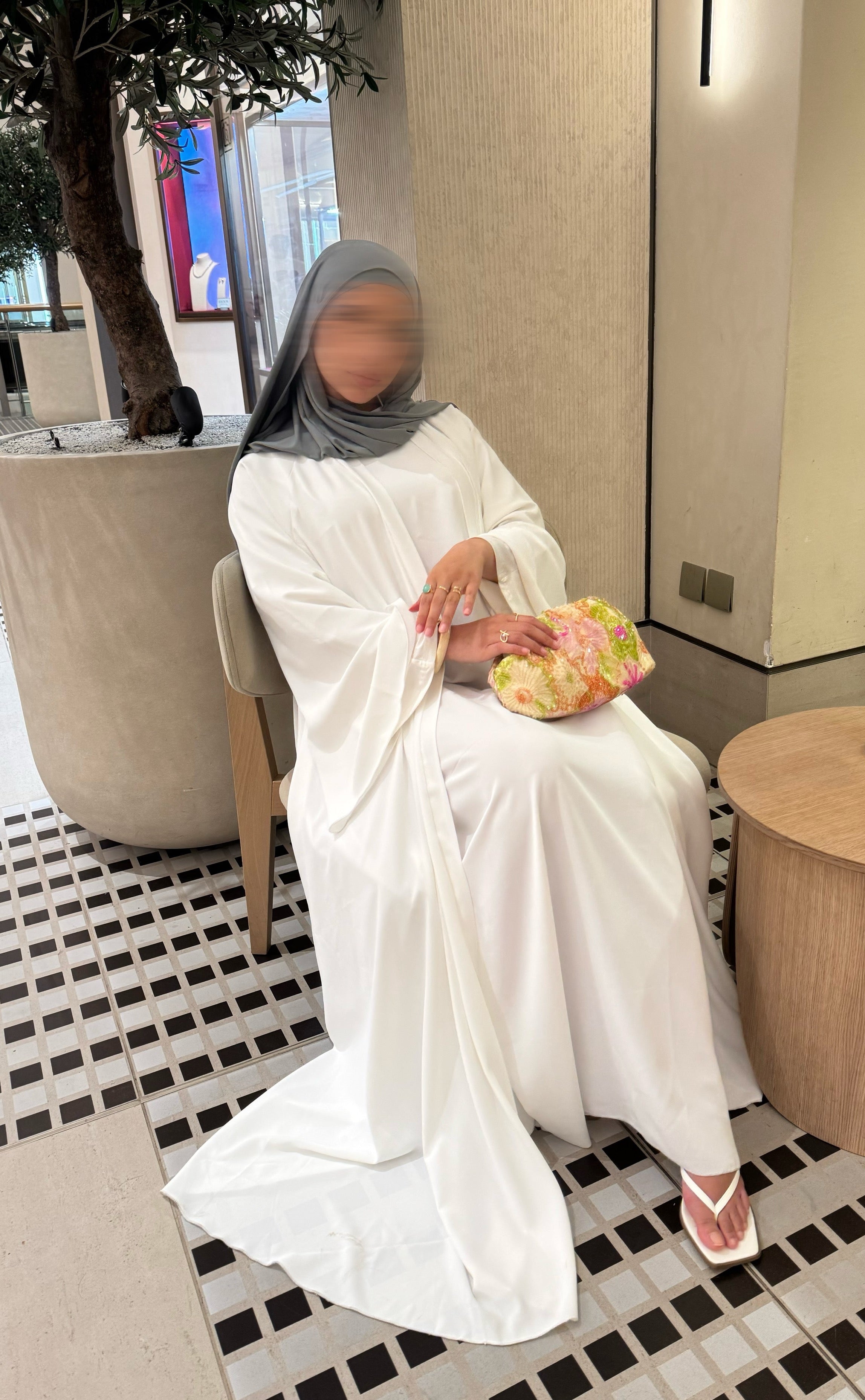 Abaya Nihel 4 pièces - blanc pur -