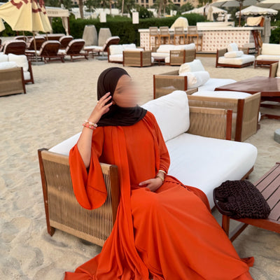 Abaya Nihel 4 pièces - orange - [PRÉCOMMANDE]