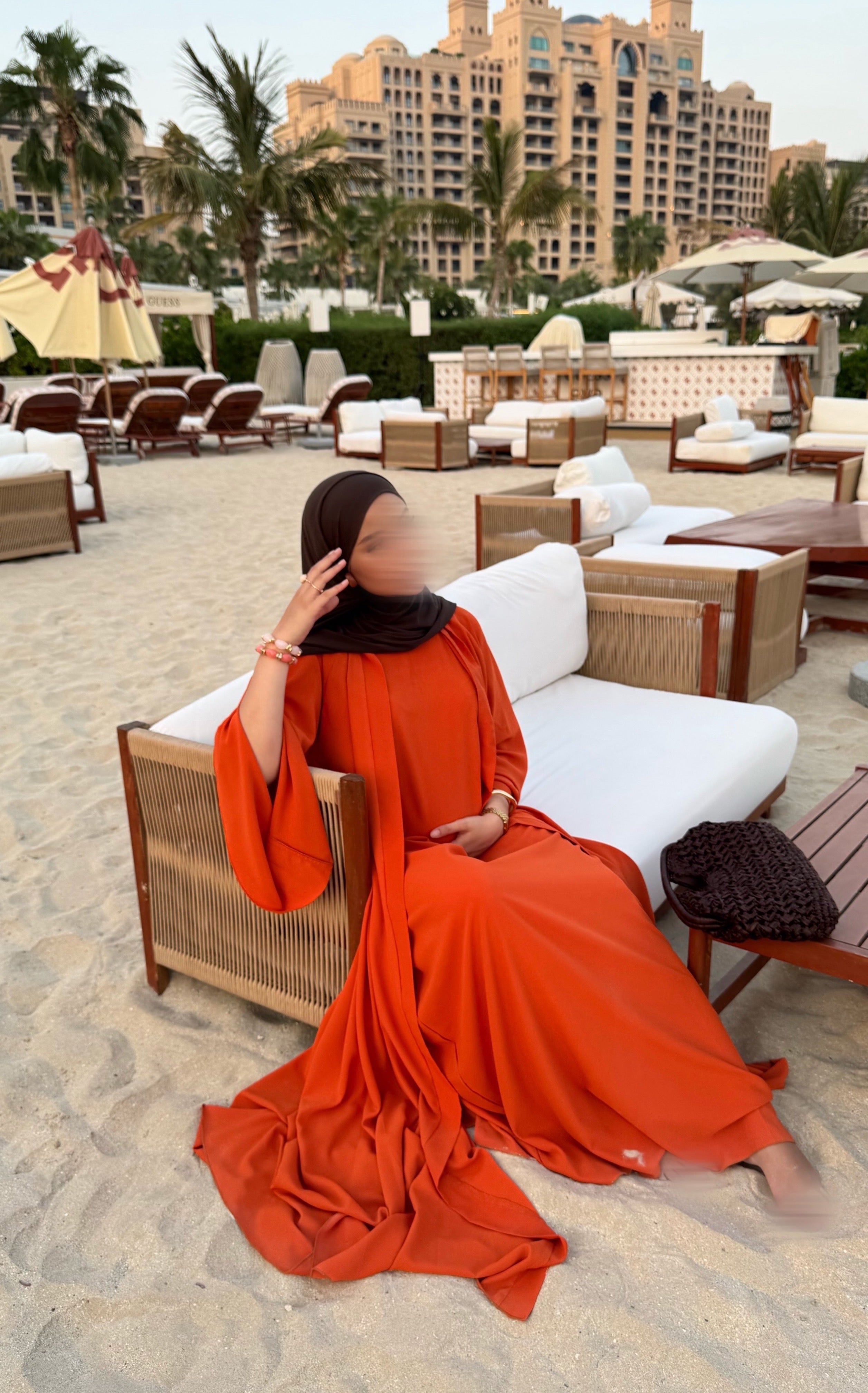 Abaya Nihel 4 pièces - orange - [PRÉCOMMANDE]