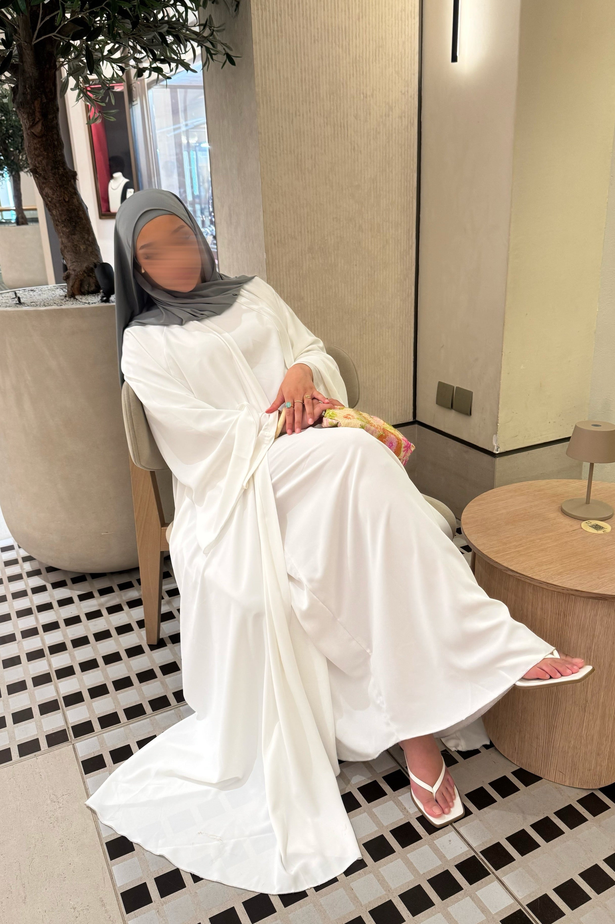Abaya Nihel 4 pièces - blanc pur -