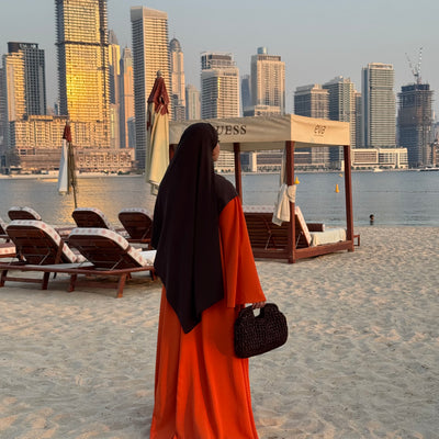 Abaya Nihel 4 pièces - orange - [PRÉCOMMANDE]