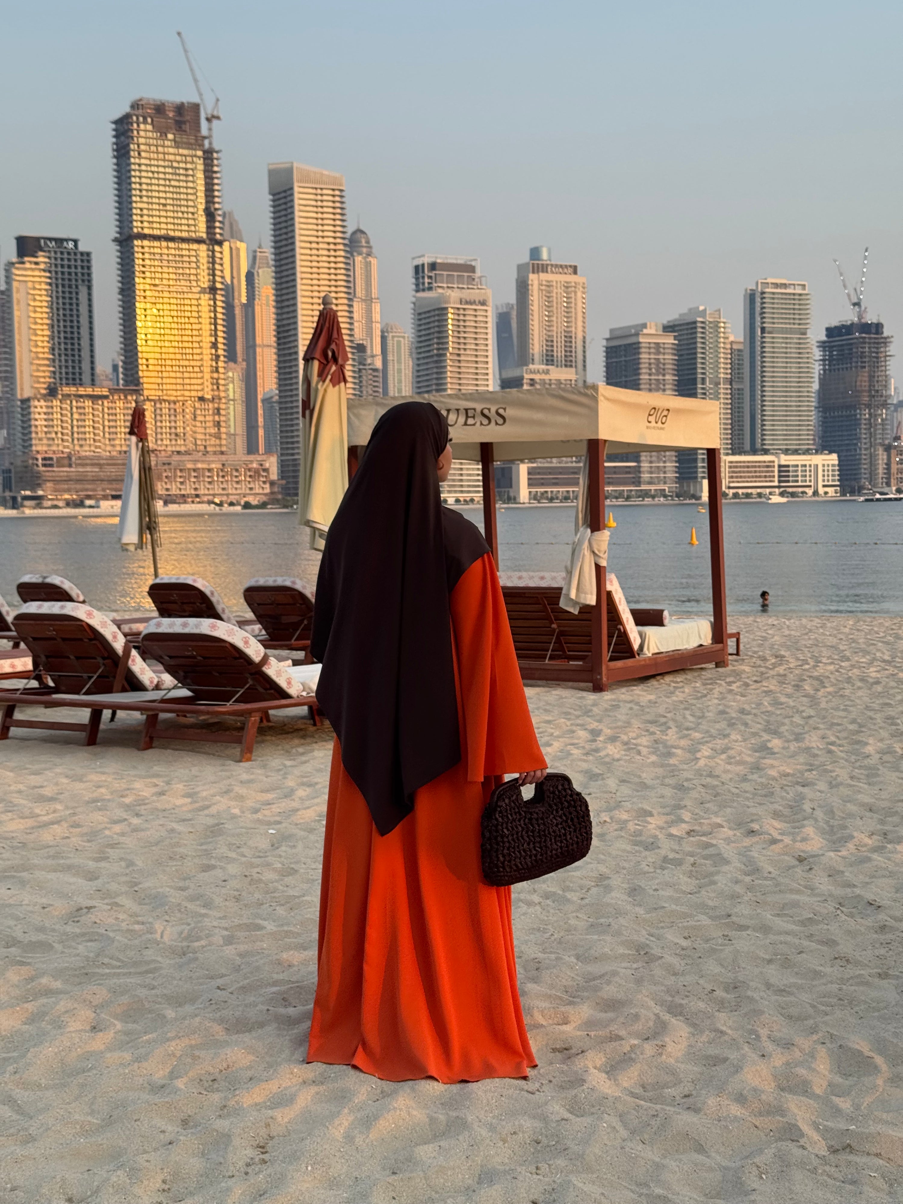 Abaya Nihel 4 pièces - orange - [PRÉCOMMANDE]