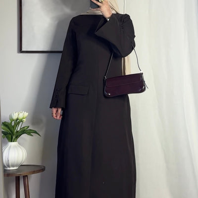 Robe longue structurée - café -