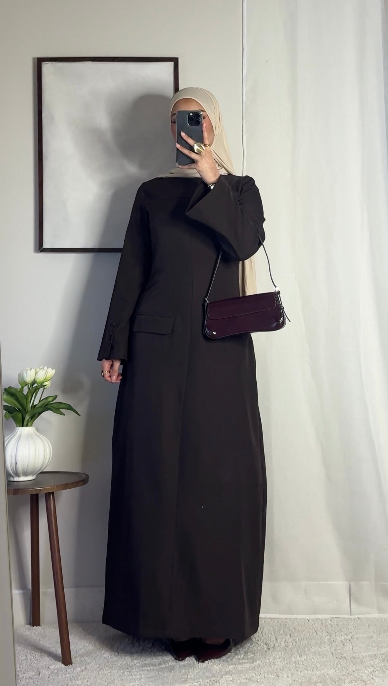 Robe longue structurée - café -