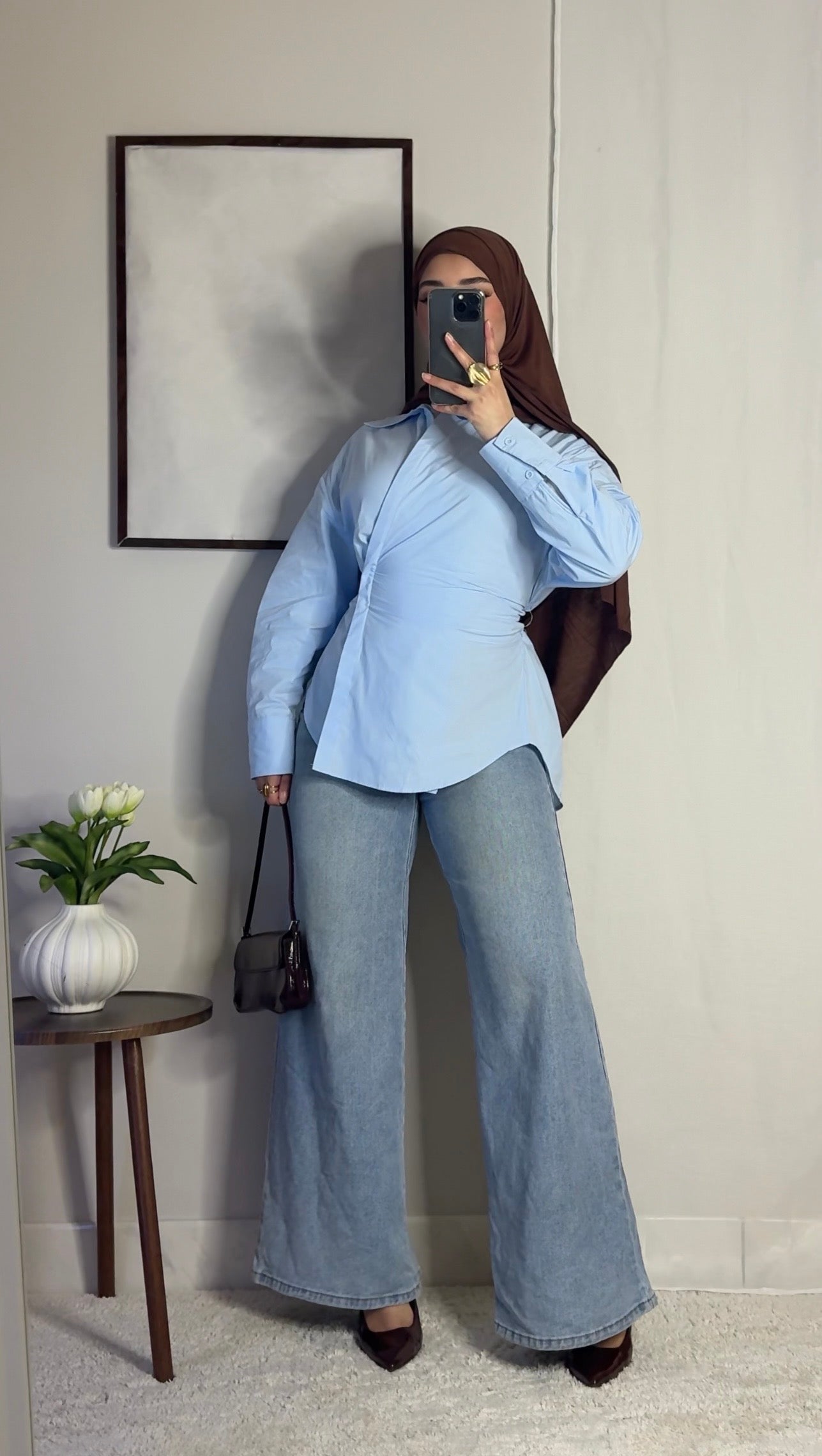 Chemise coton ajustable - bleu -