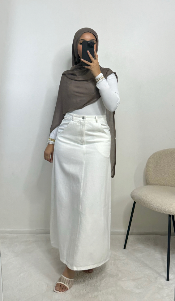 Jupe en jean - blanc -