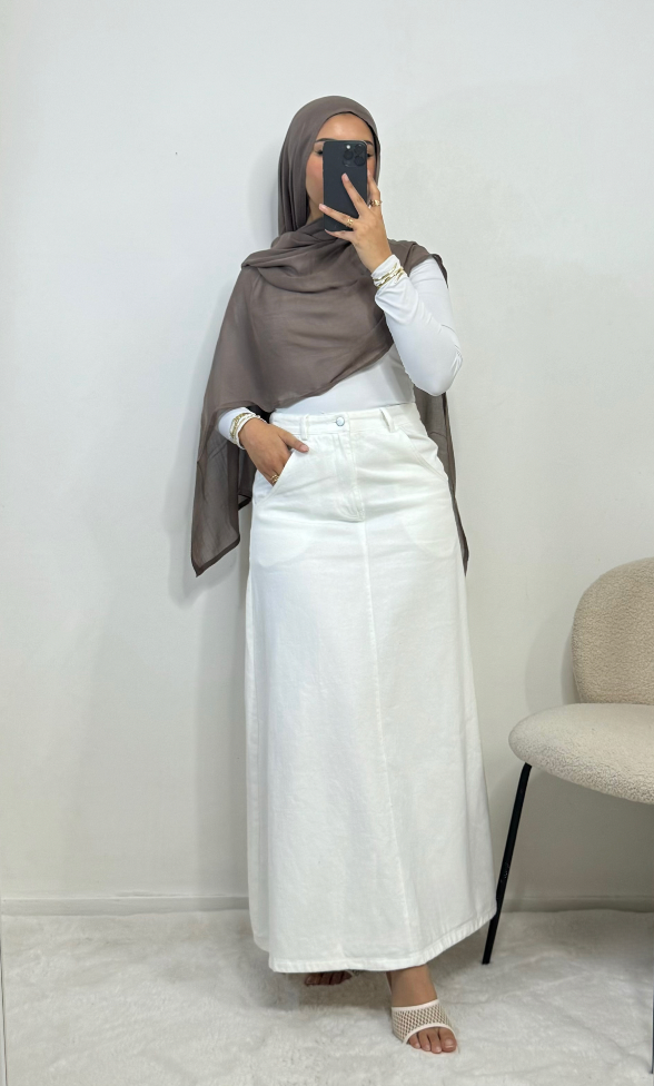 Jupe en jean - blanc -