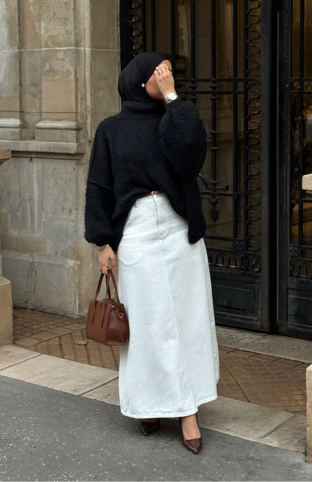 Jupe en jean - blanc -