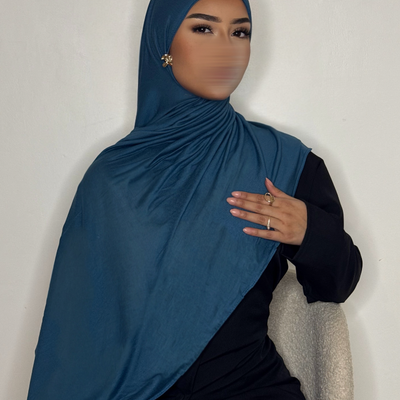 Hijab Jersey coton - bleu canard -