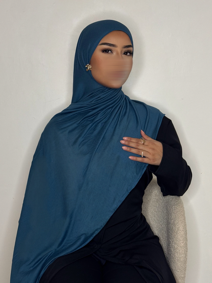 Hijab Jersey coton - bleu canard -