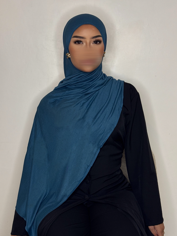 Hijab Jersey coton - bleu canard -