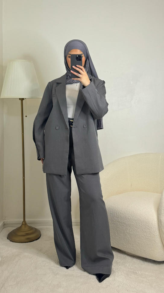 Pantalon tailleur long - gris -