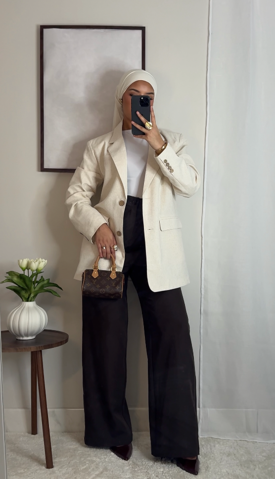 Pantalon tailleur long - café -