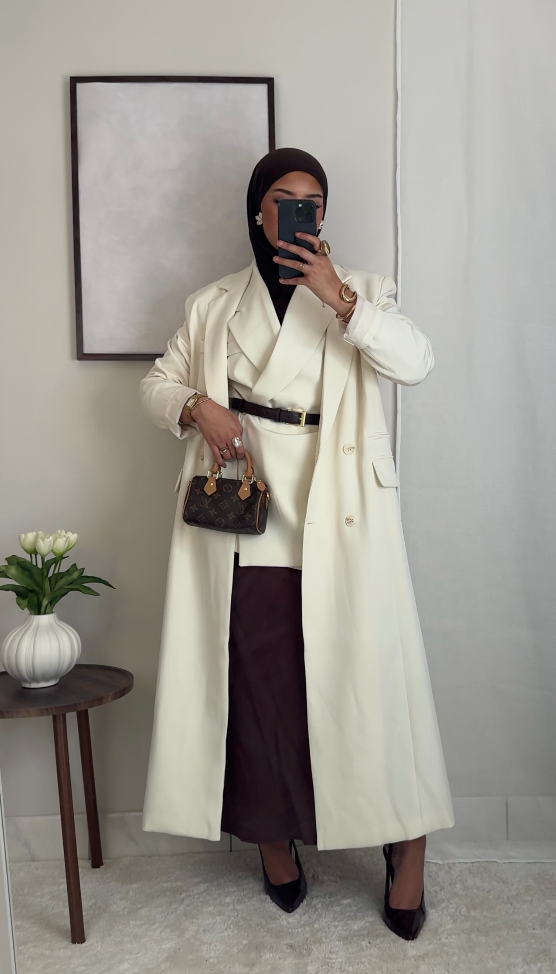 Manteau-blazer long - écru -