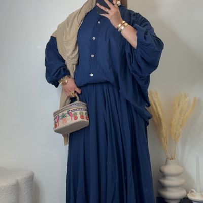 Jupe 100% coton - bleu marine -