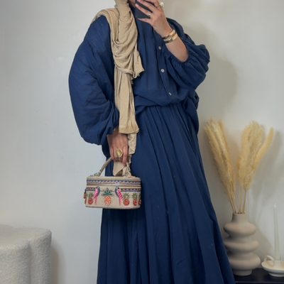 Jupe 100% coton - bleu marine -