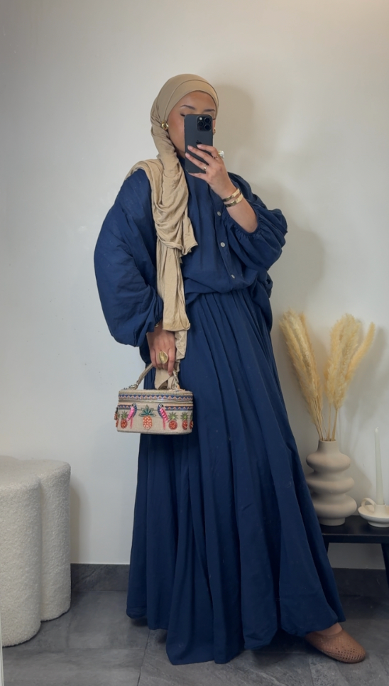 Jupe 100% coton - bleu marine -