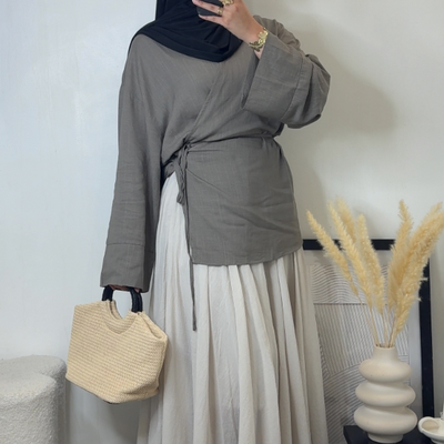 Jupe 100% coton - beige -