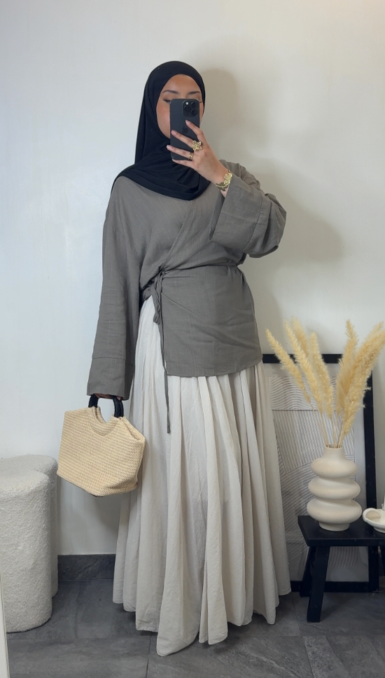 Jupe 100% coton - beige -