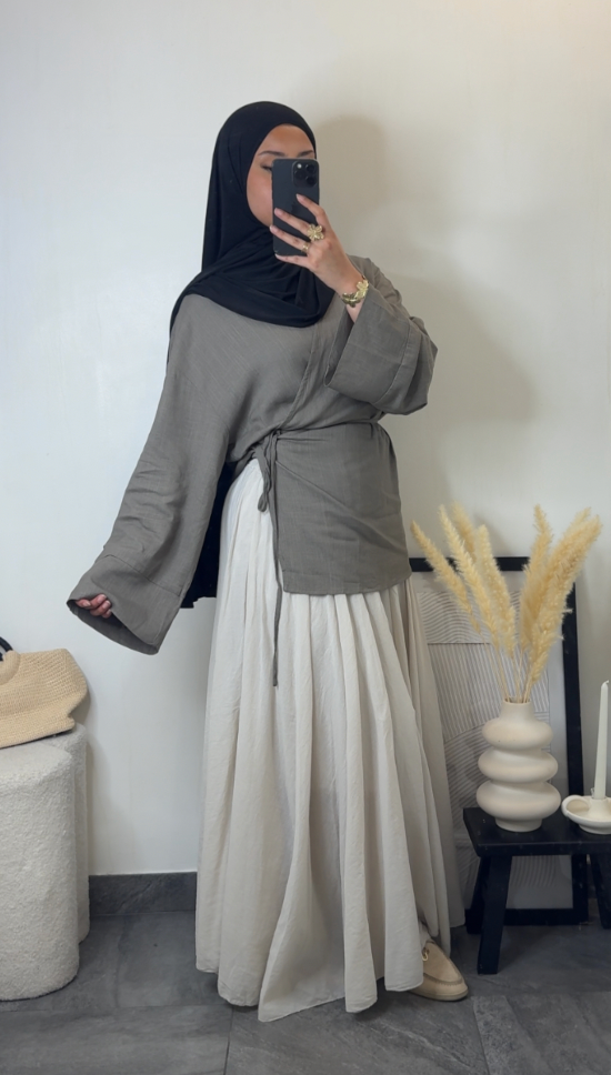 Jupe 100% coton - beige -