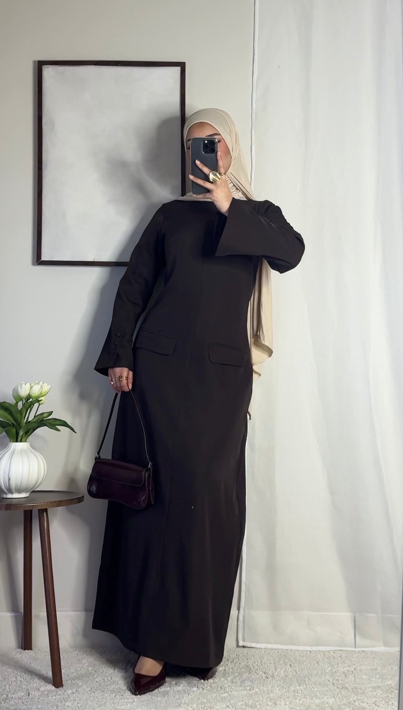 Robe longue structurée - café -