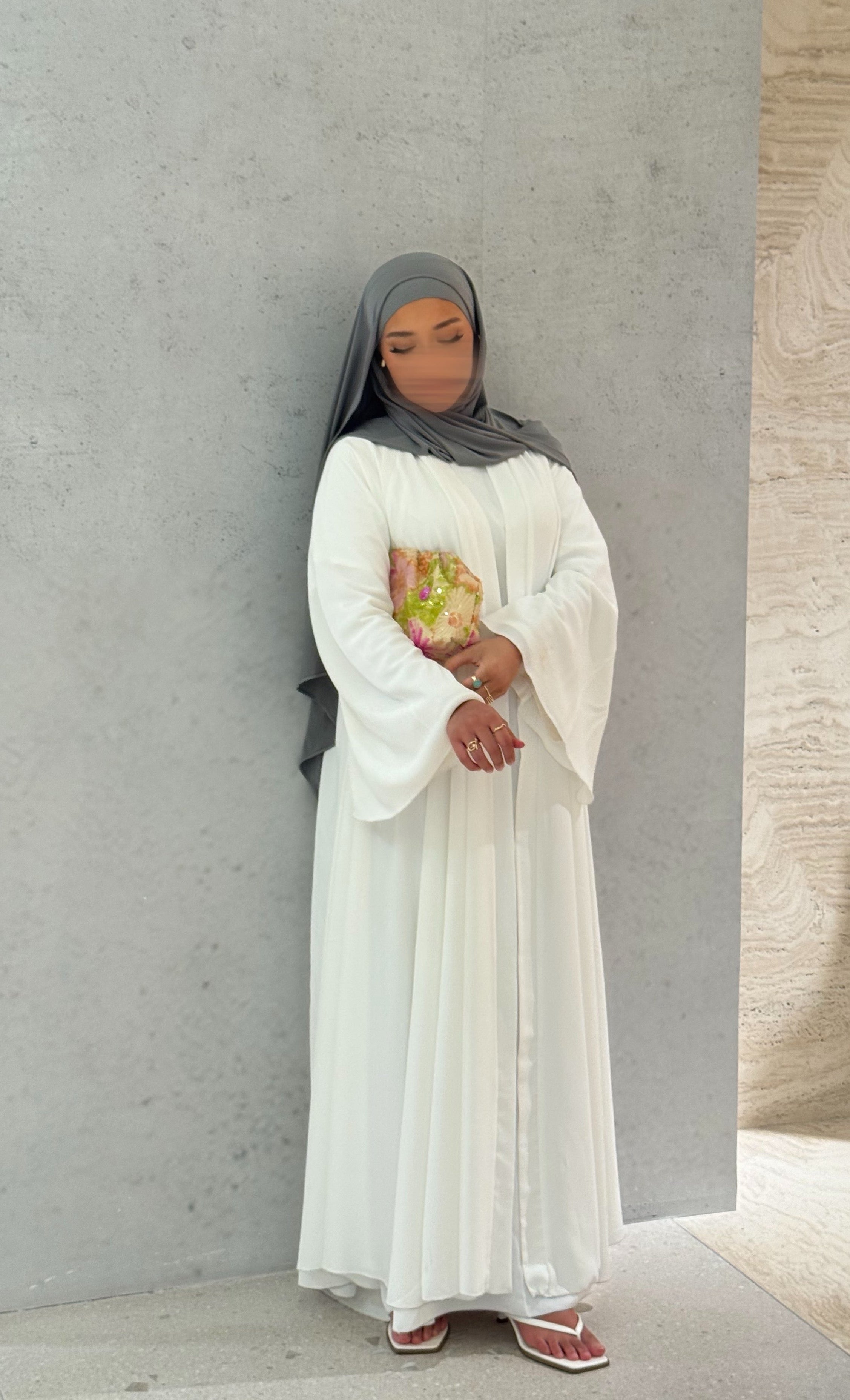 Abaya Nihel 4 pièces - blanc pur -