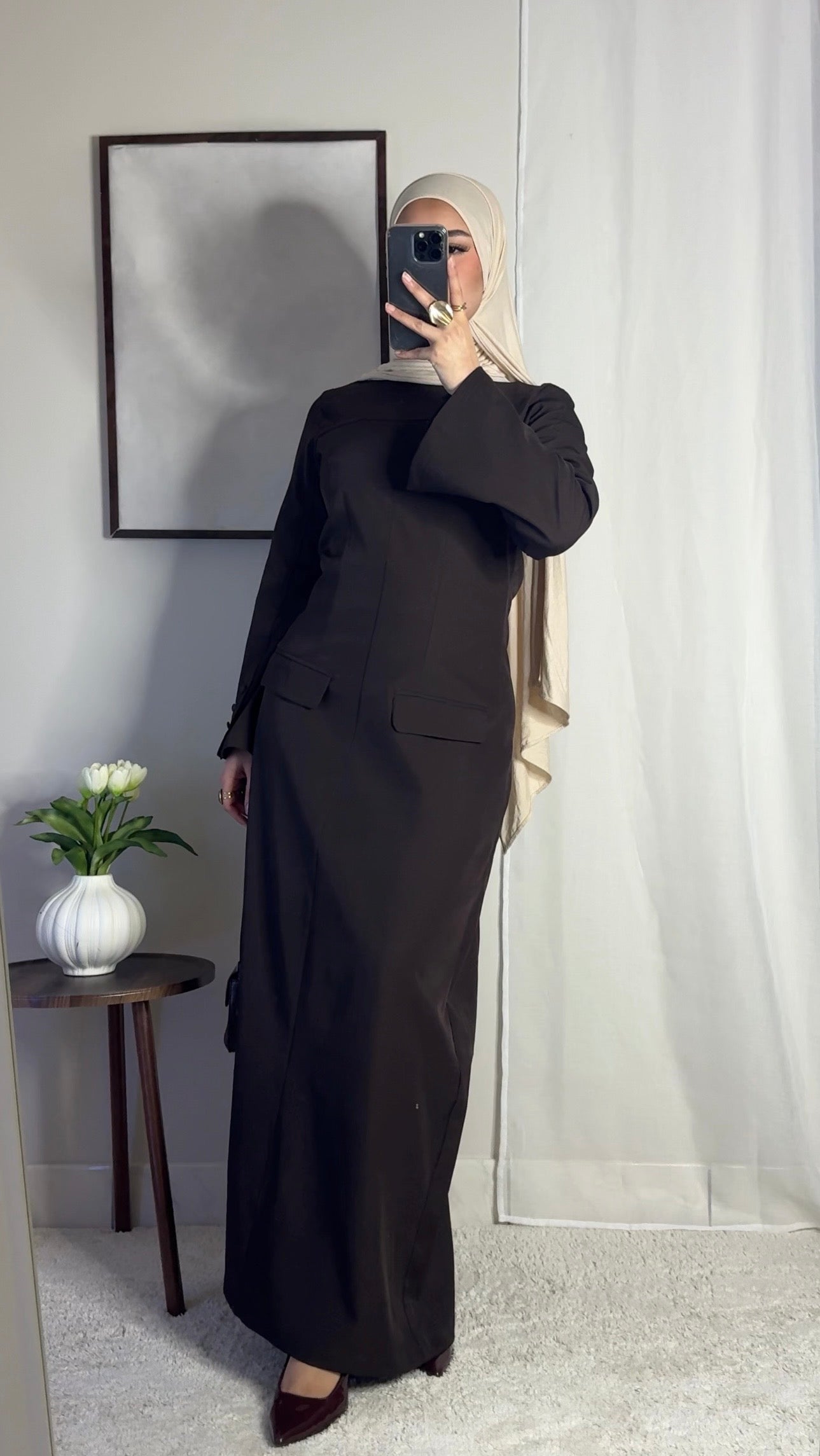 Robe longue structurée - café -