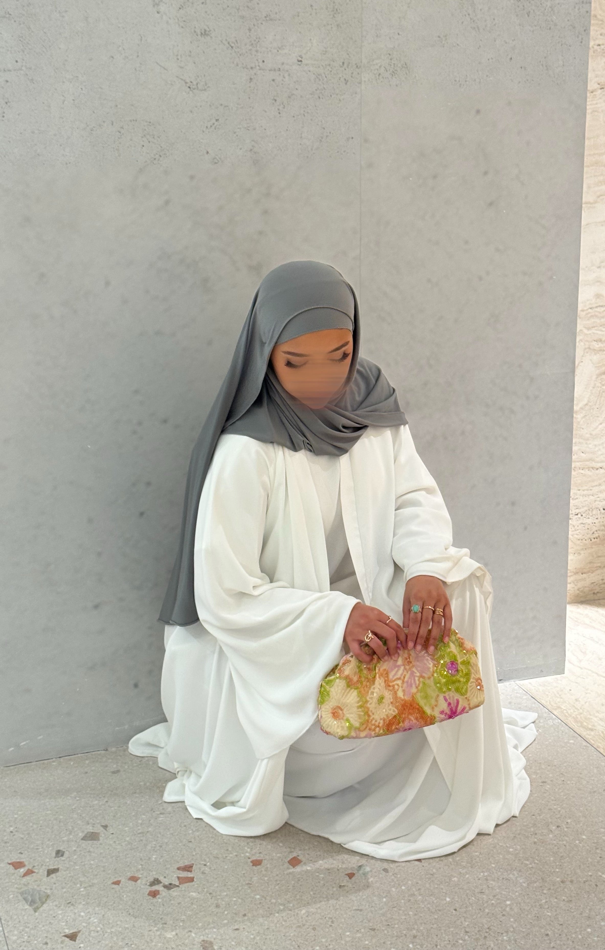 Abaya Nihel 4 pièces - blanc pur -
