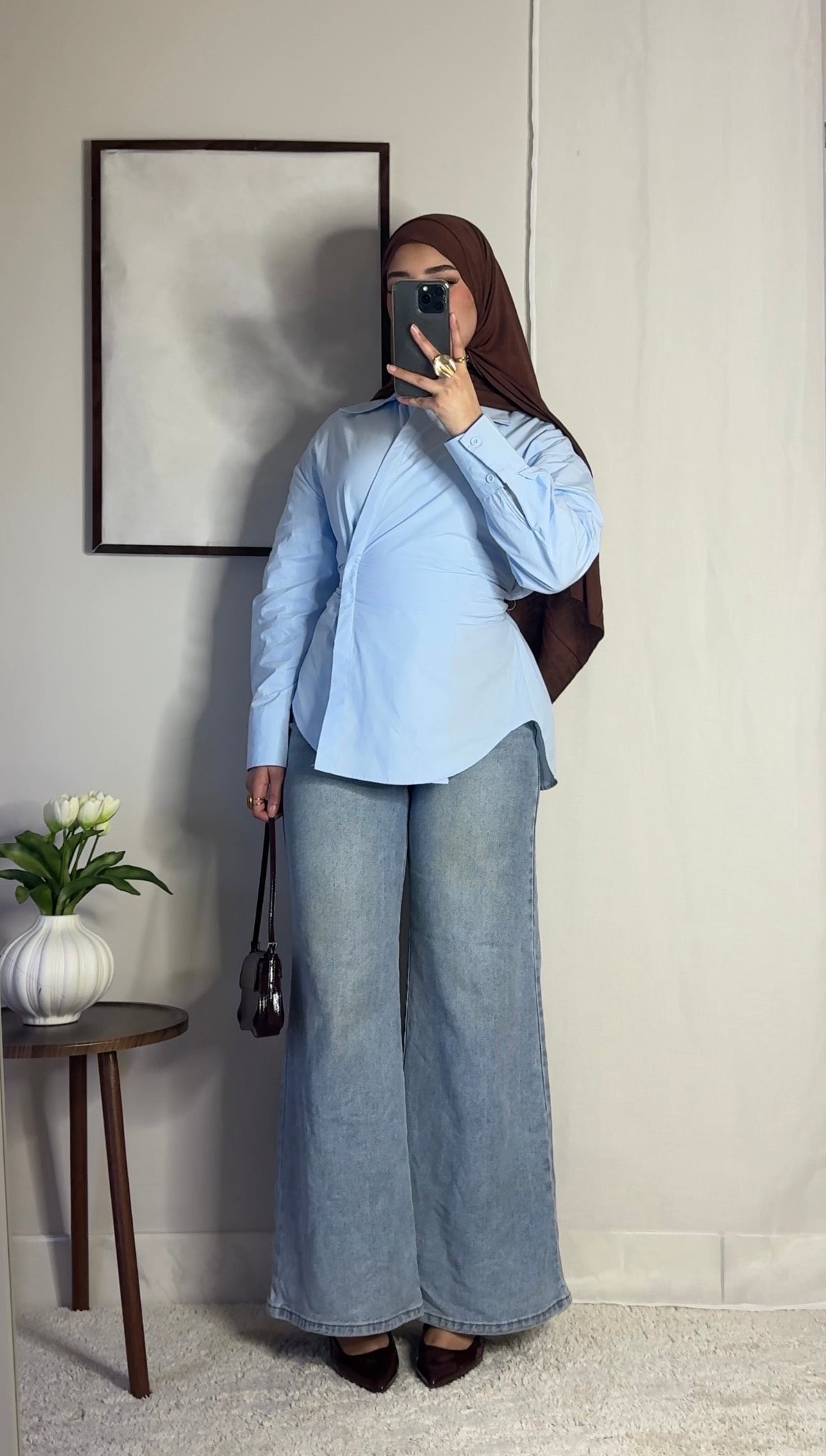 Chemise coton ajustable - bleu -