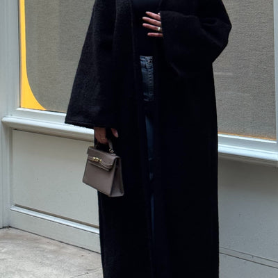 Manteau-kimono long - noir -